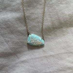 2015 Kendra Scott Isla Gold Pendant Necklace in Aqua Kyocera Opal